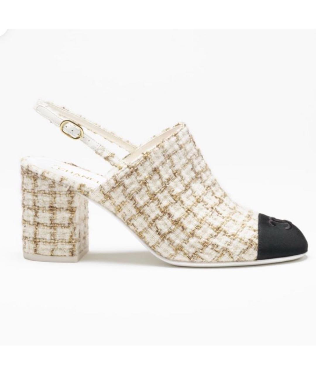 CHANEL Белые текстильные туфли, фото 3