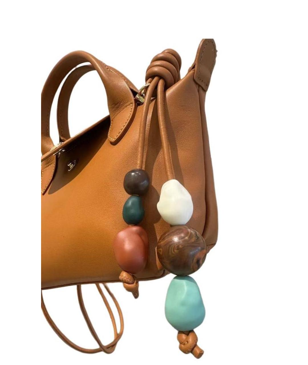LONGCHAMP Коричневая кожаная сумка с короткими ручками, фото 3
