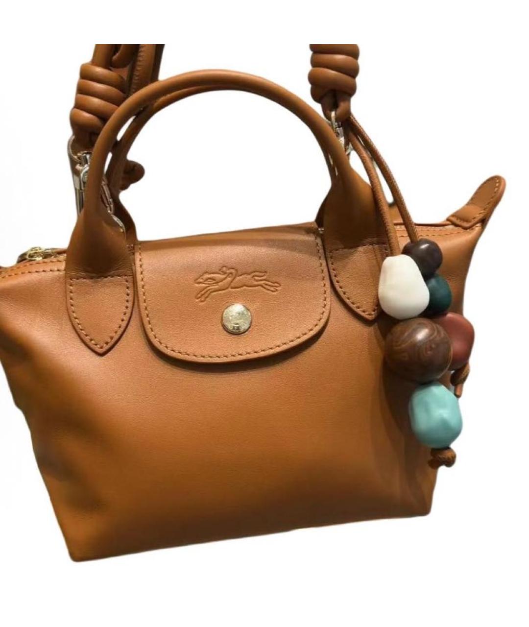 LONGCHAMP Коричневая кожаная сумка с короткими ручками, фото 2