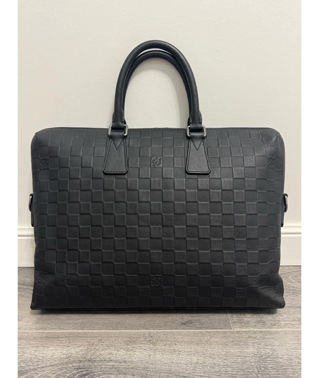 LOUIS VUITTON Черный кожаный портфель, фото 3