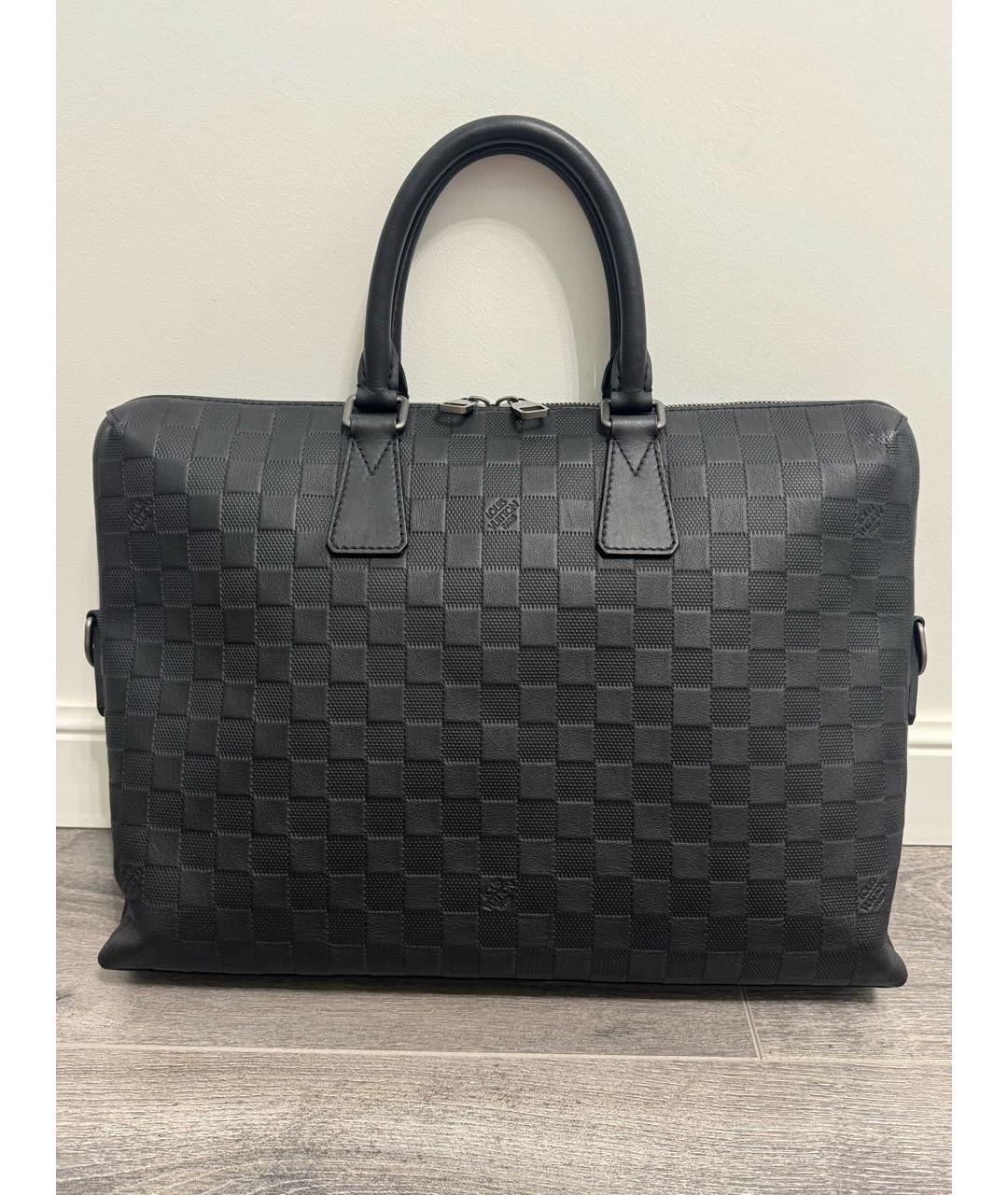 LOUIS VUITTON Черный кожаный портфель, фото 2