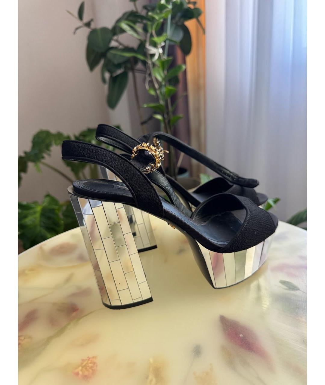 DOLCE&GABBANA Черные текстильные босоножки, фото 5
