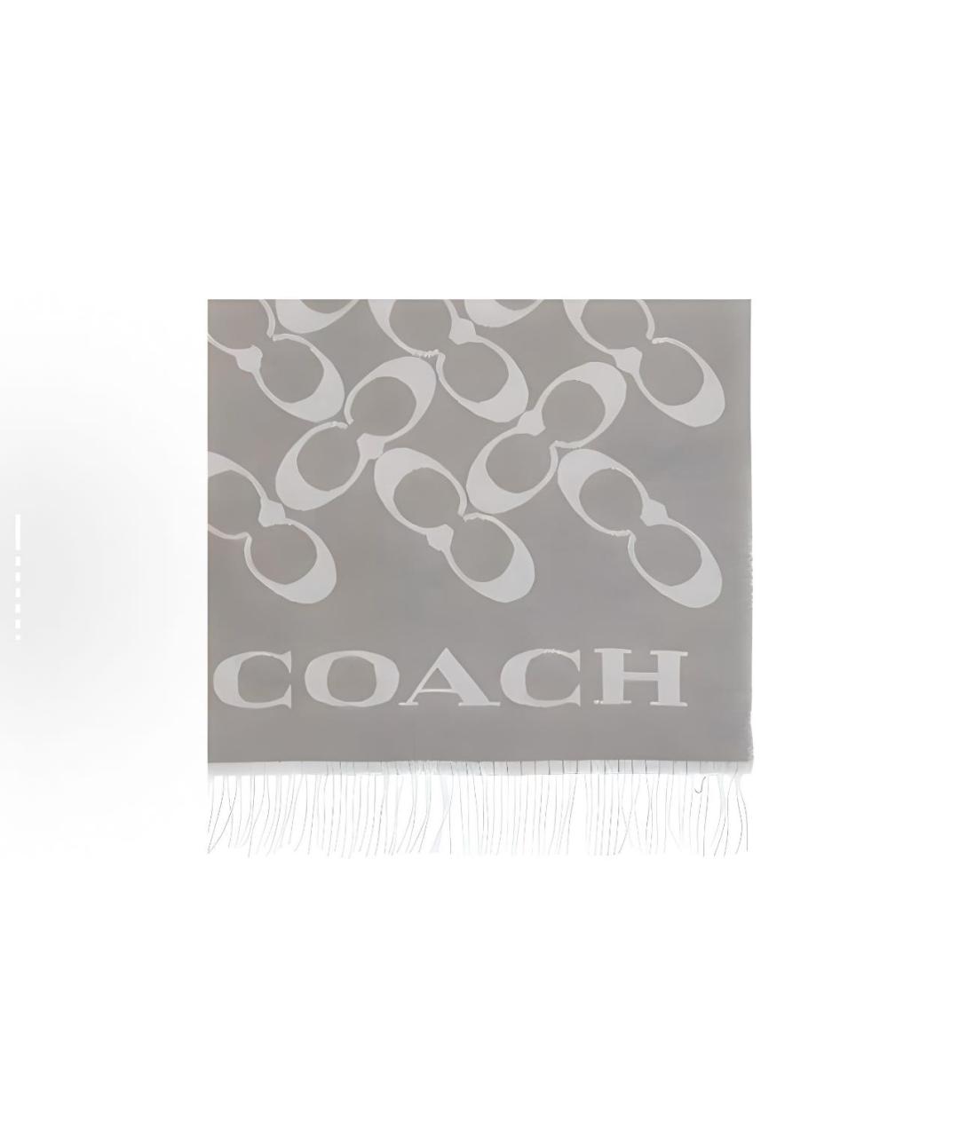 COACH Серый шарф, фото 3