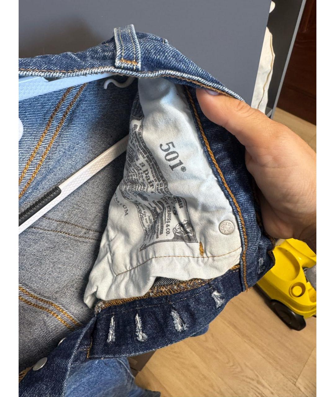 LEVI'S Синие хлопковые прямые джинсы, фото 5