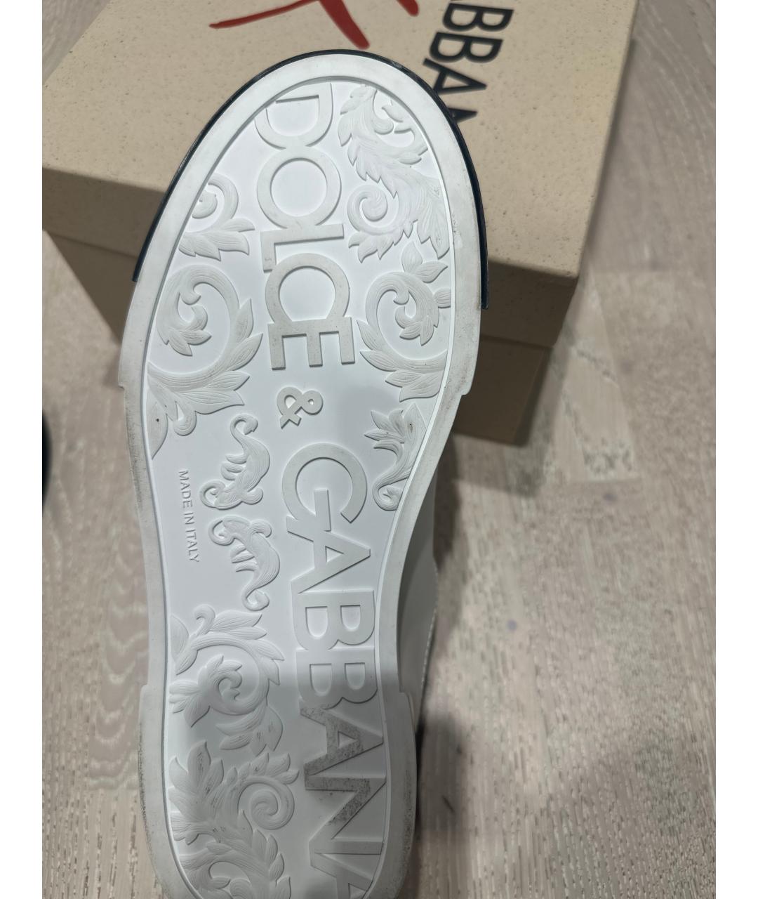DOLCE&GABBANA Белые кожаные низкие кроссовки / кеды, фото 5