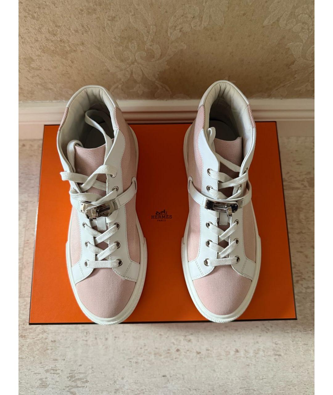 HERMES Розовые текстильные кеды, фото 2