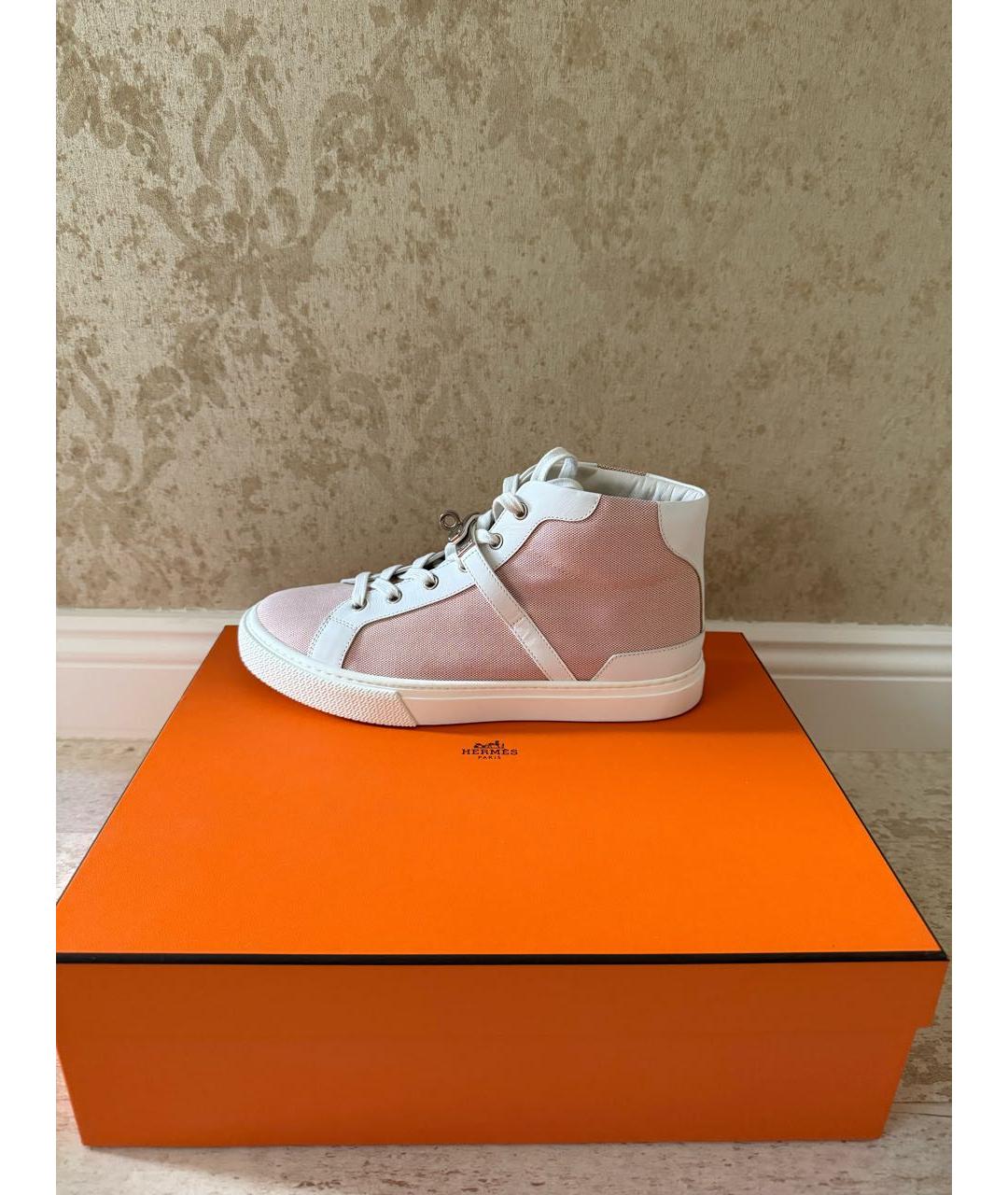 HERMES Розовые текстильные кеды, фото 5