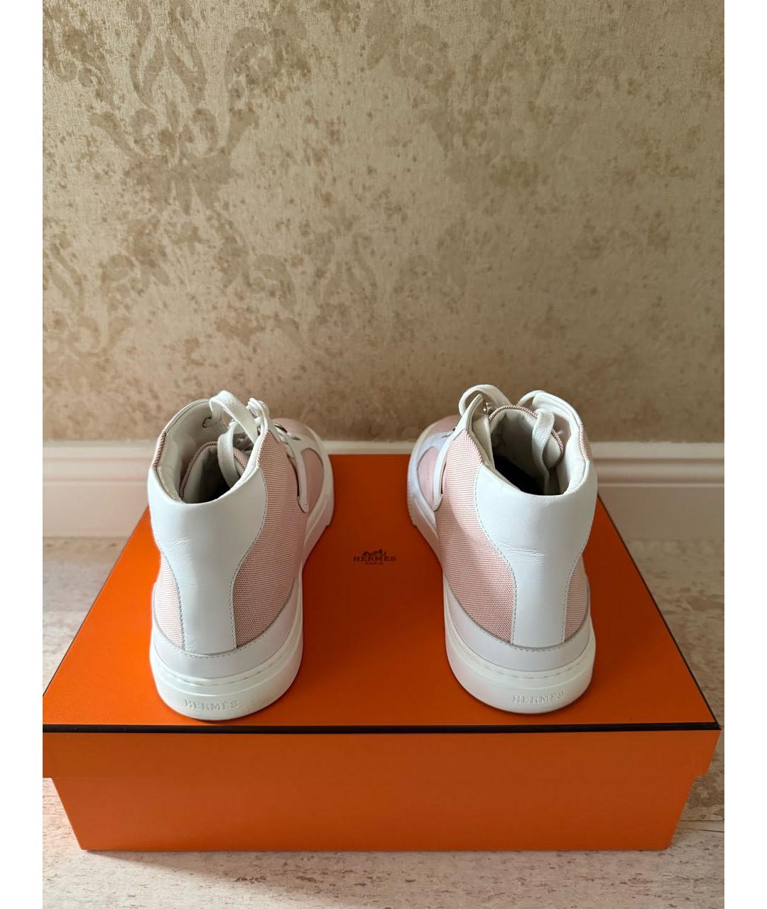 HERMES Розовые текстильные кеды, фото 4
