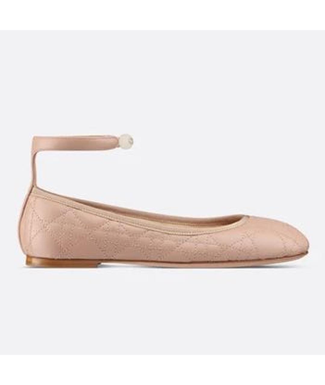 CHRISTIAN DIOR Бежевые кожаные балетки, фото 3