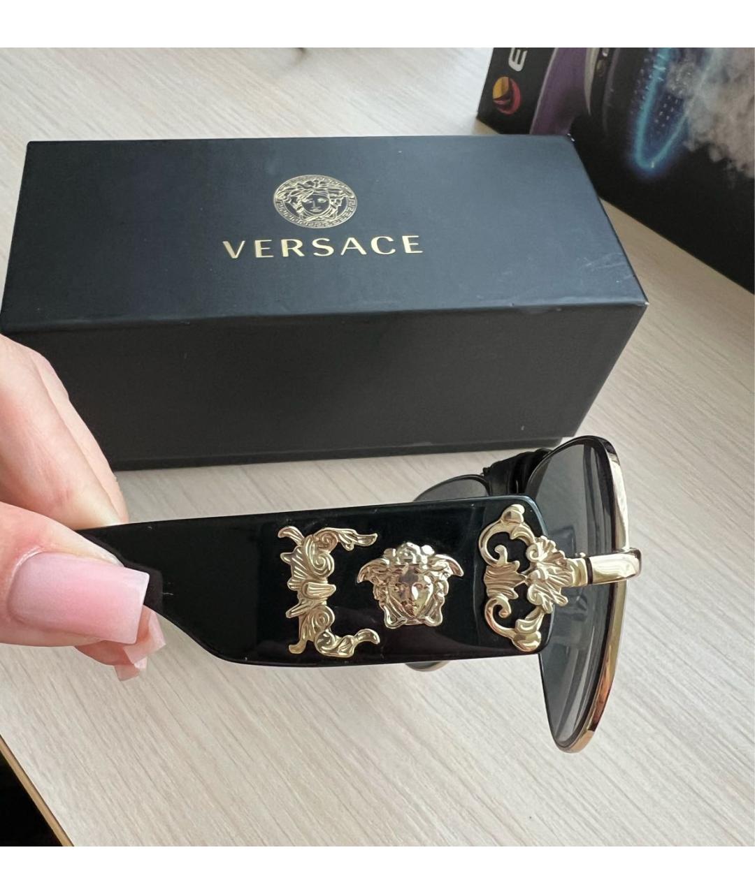 VERSACE Черные пластиковые солнцезащитные очки, фото 5