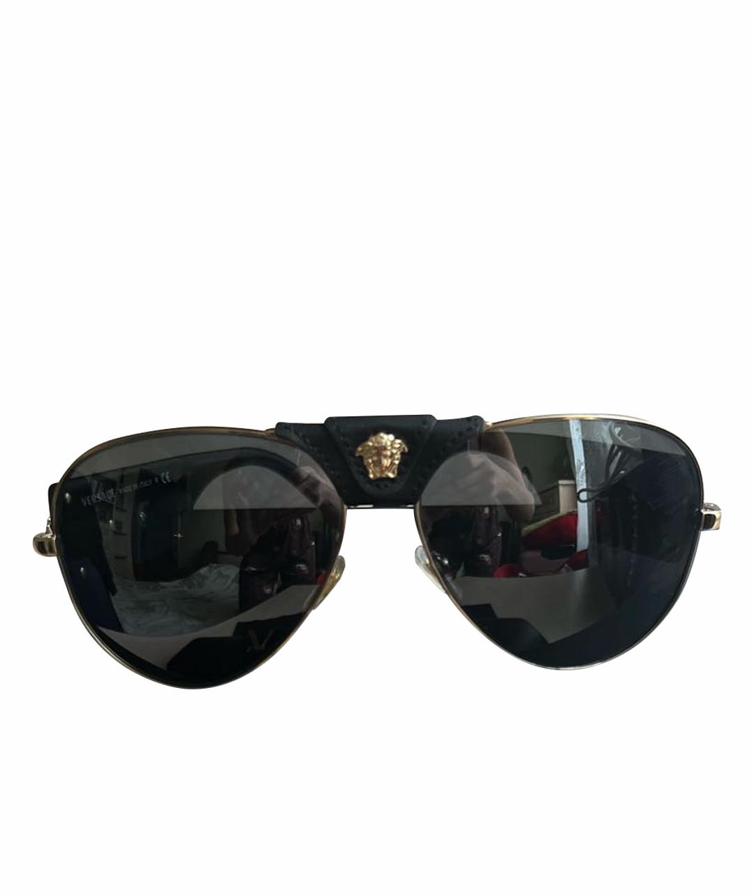 VERSACE Черные пластиковые солнцезащитные очки, фото 1