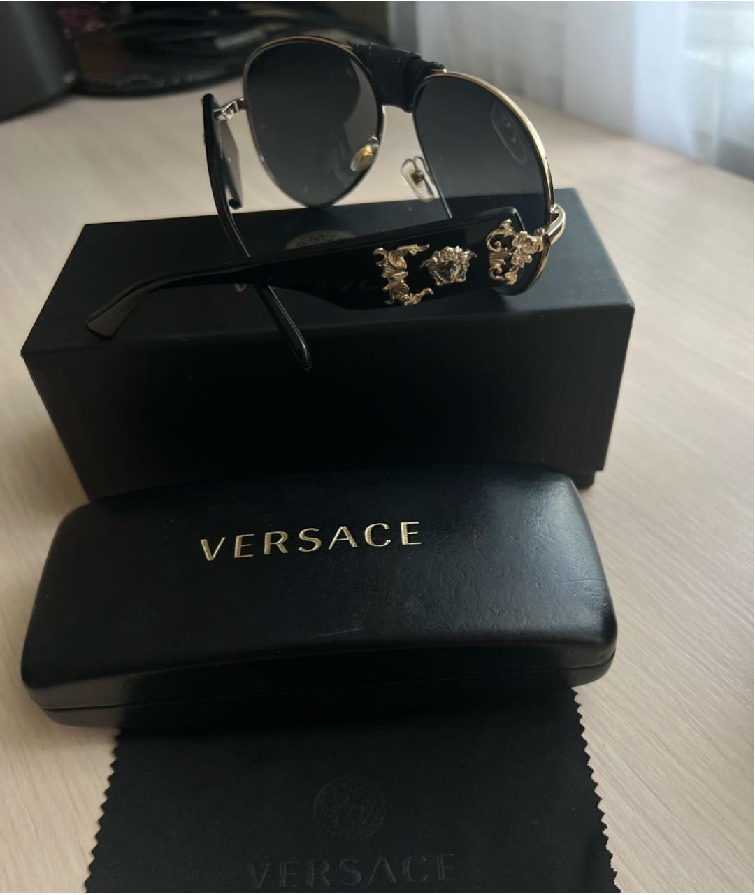VERSACE Черные пластиковые солнцезащитные очки, фото 2