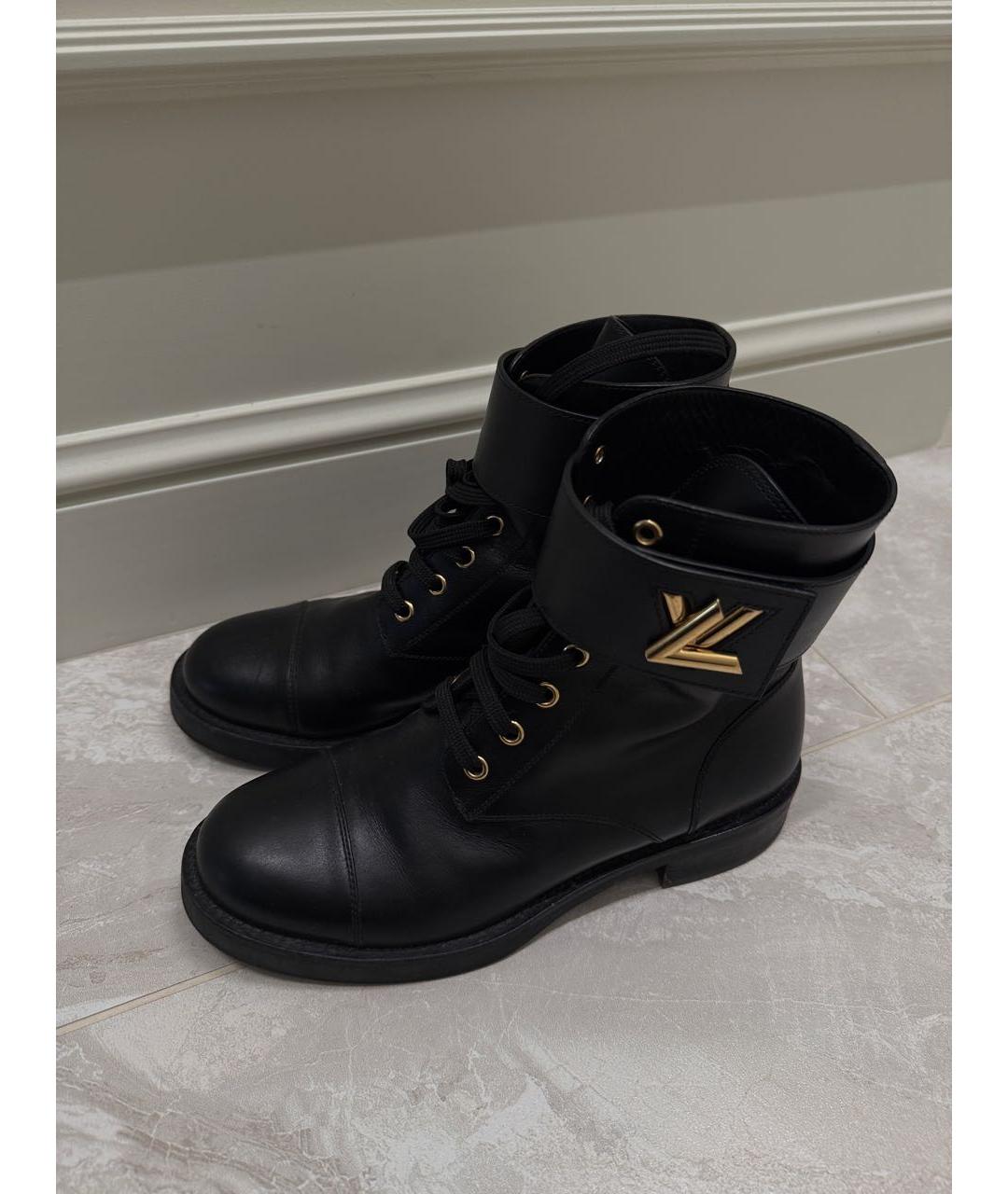 LOUIS VUITTON Черные кожаные полусапоги, фото 3