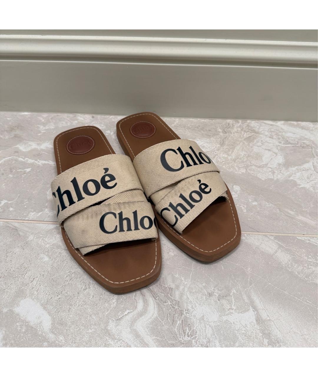 CHLOE Бежевые шлепанцы, фото 2