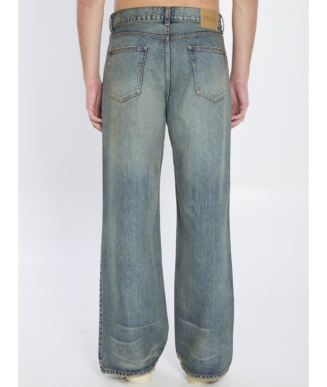 CELINE Голубые хлопковые прямые джинсы, фото 3