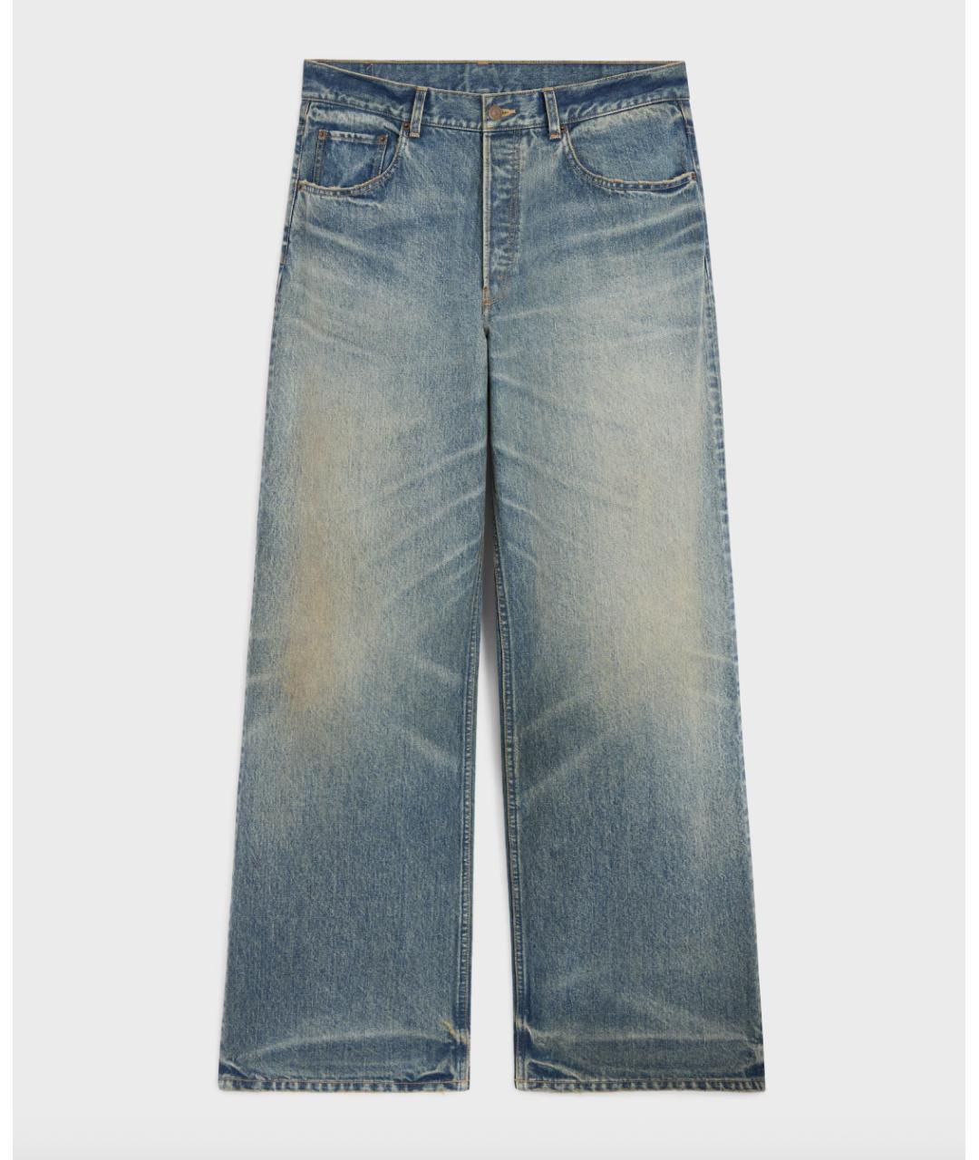 CELINE Голубые хлопковые прямые джинсы, фото 7
