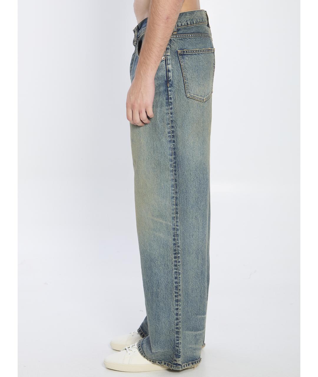 CELINE Голубые хлопковые прямые джинсы, фото 2
