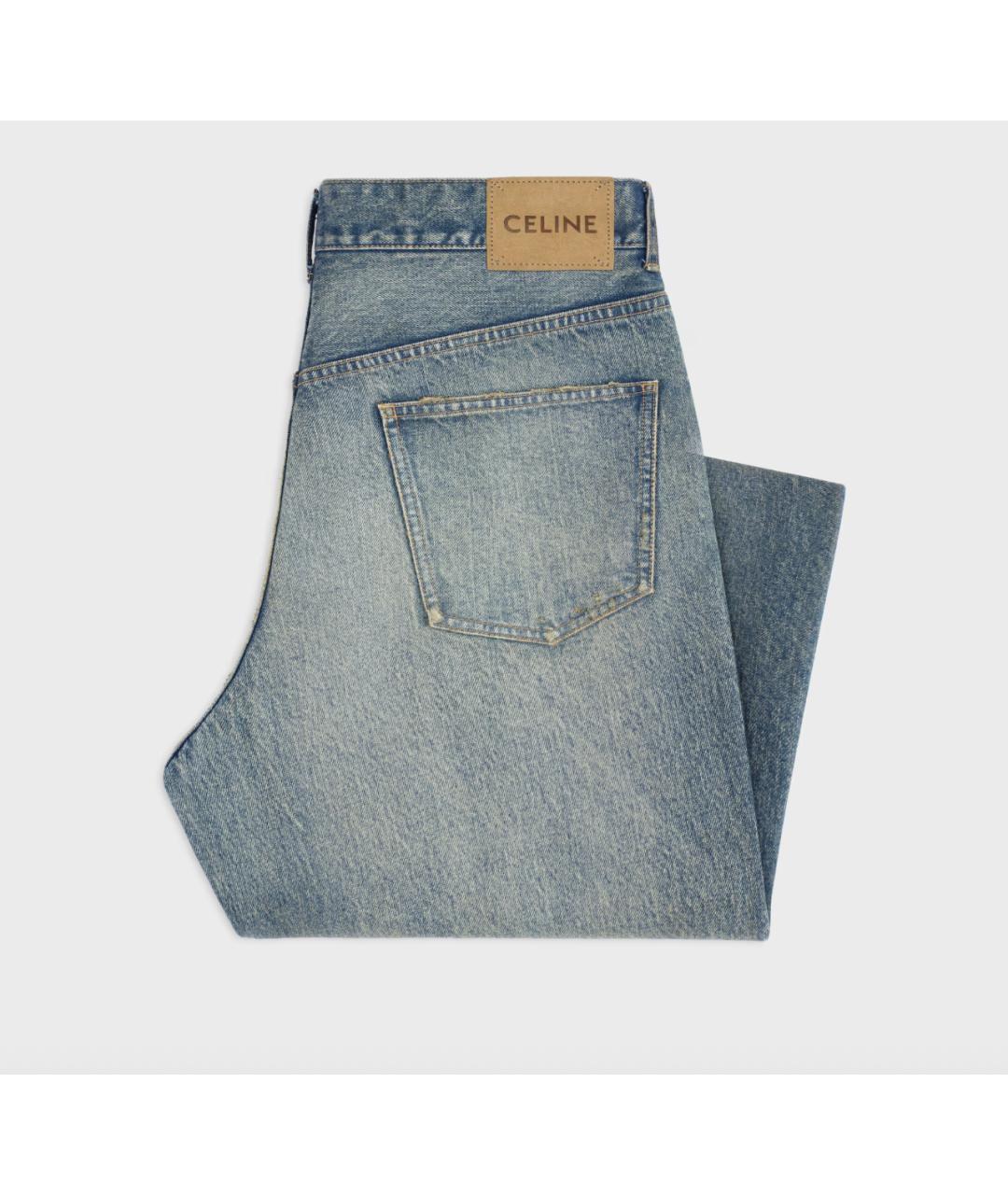 CELINE Голубые хлопковые прямые джинсы, фото 4