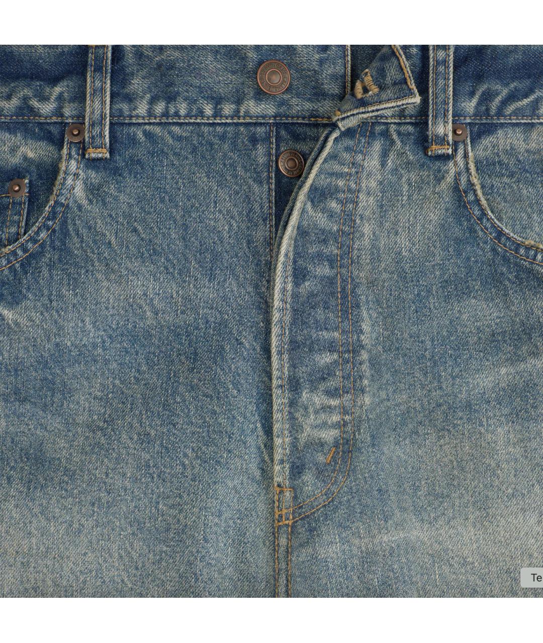 CELINE Голубые хлопковые прямые джинсы, фото 6