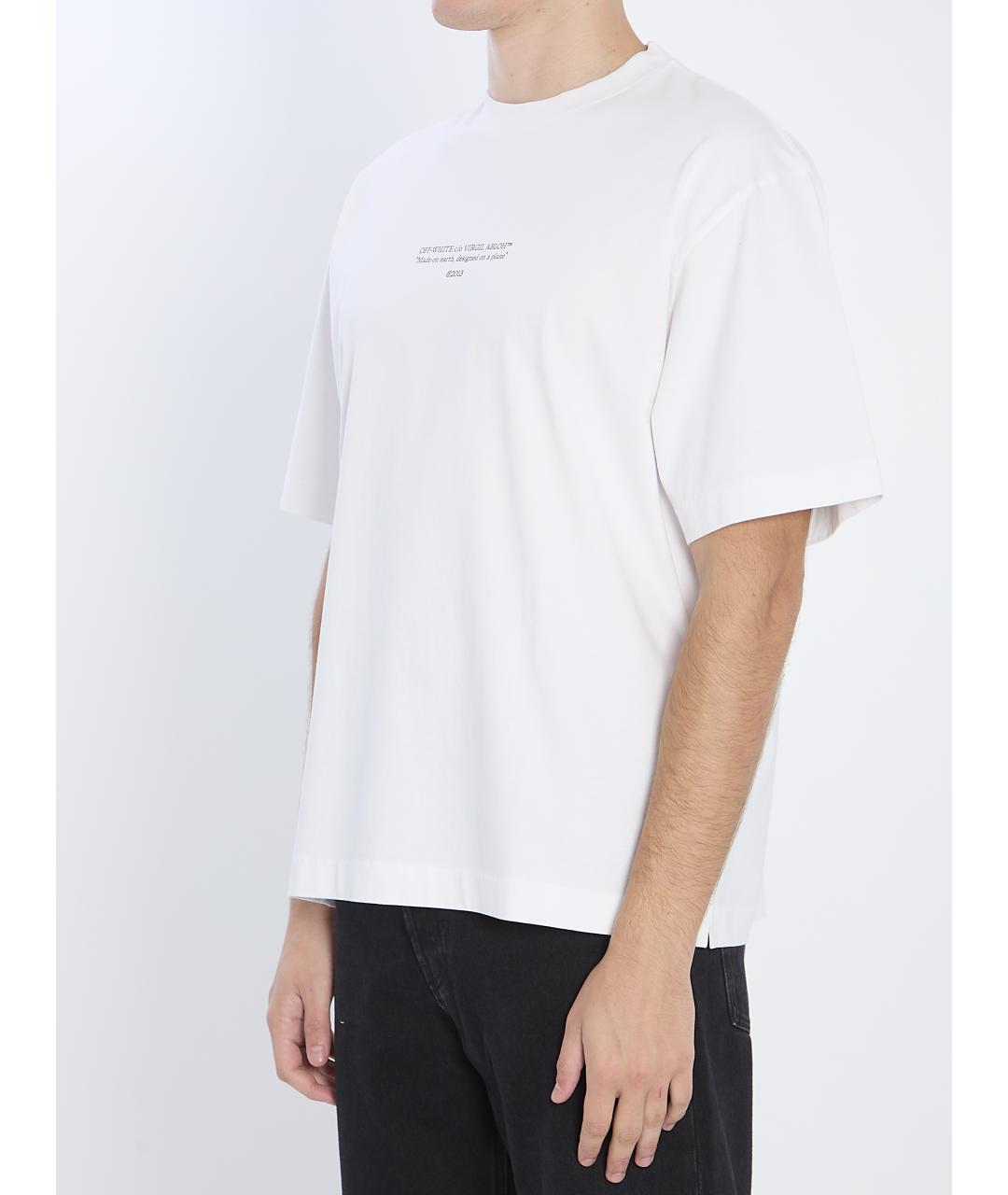 OFF-WHITE Белая хлопковая футболка, фото 3