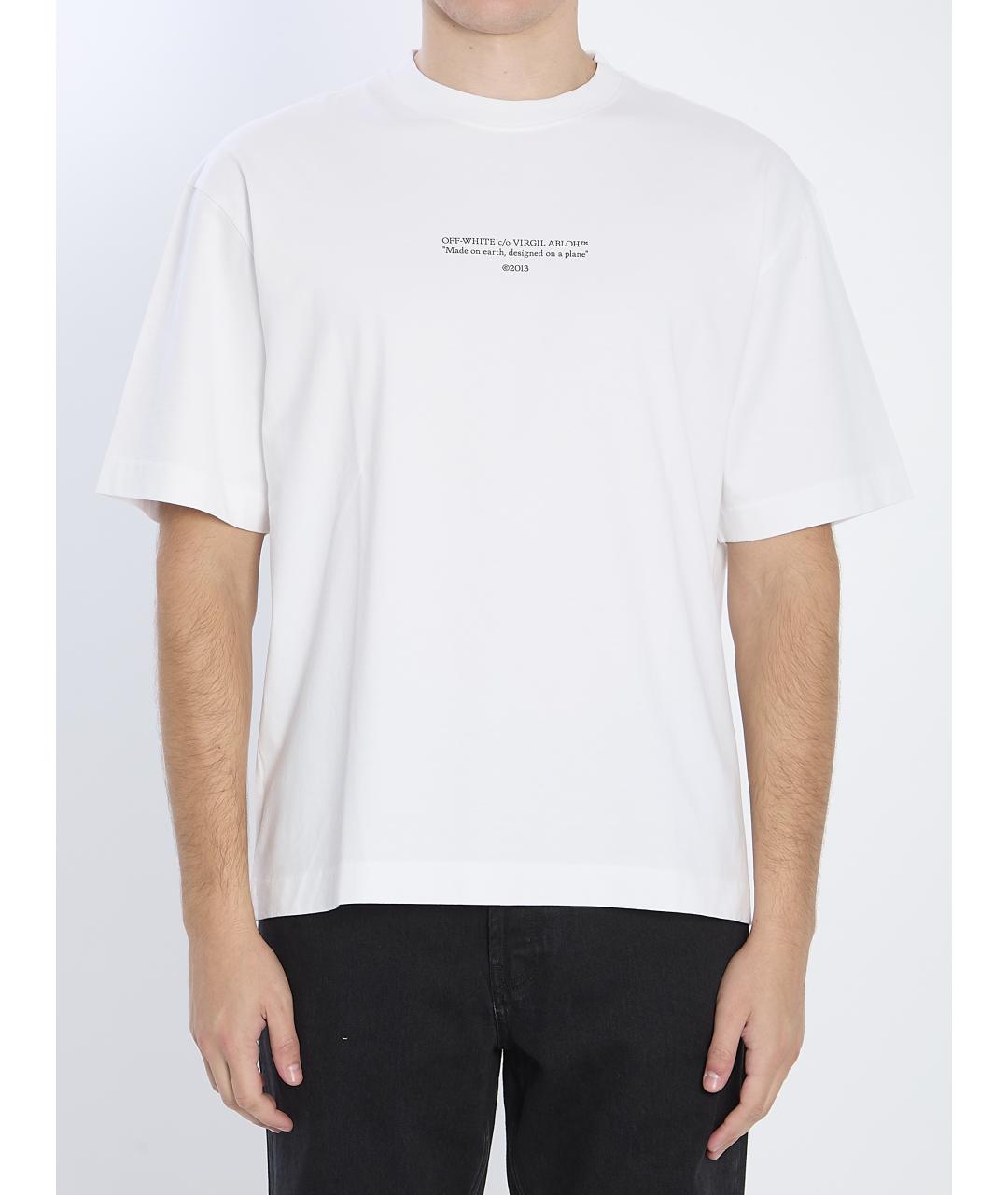 OFF-WHITE Белая хлопковая футболка, фото 2