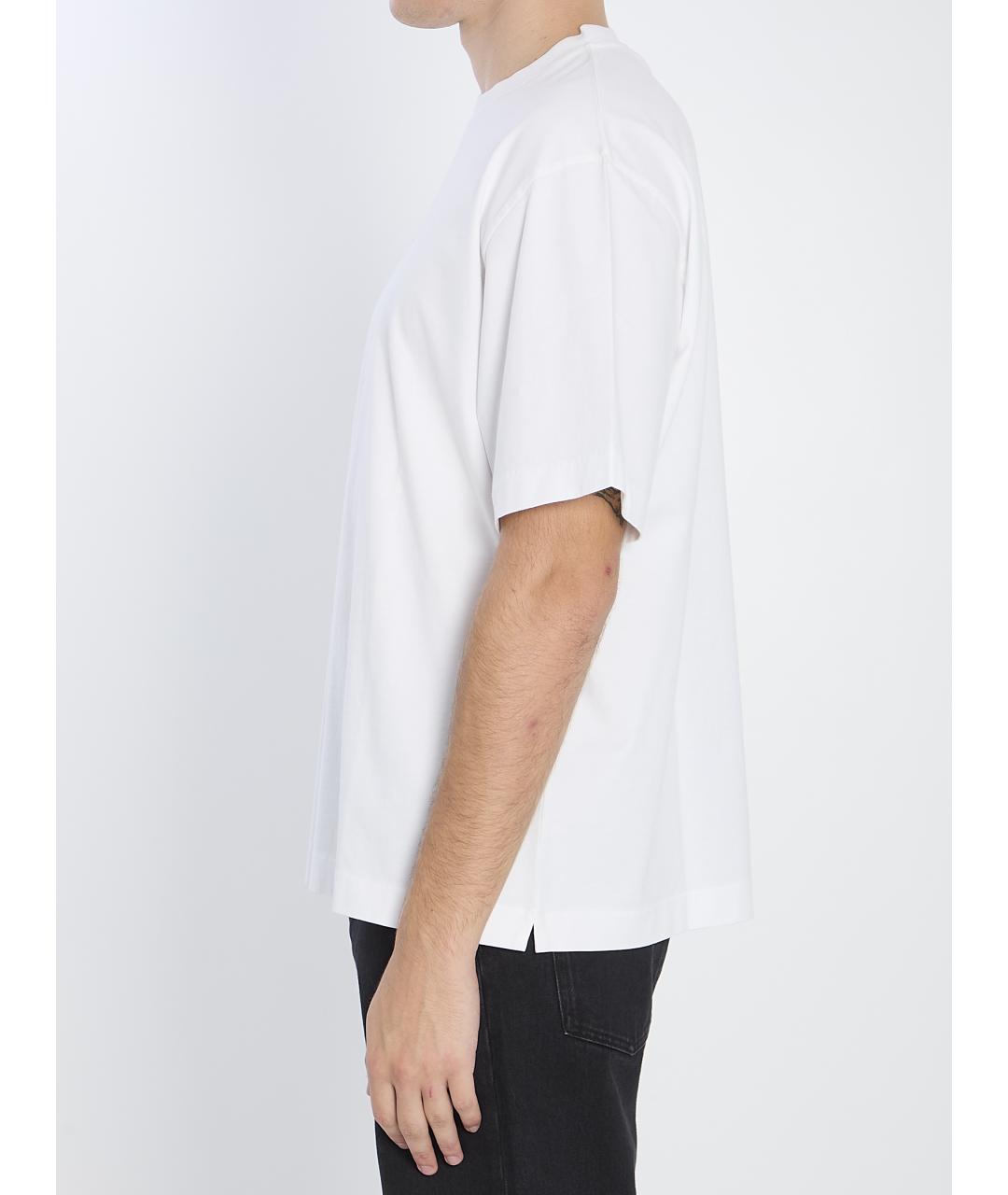 OFF-WHITE Белая хлопковая футболка, фото 4