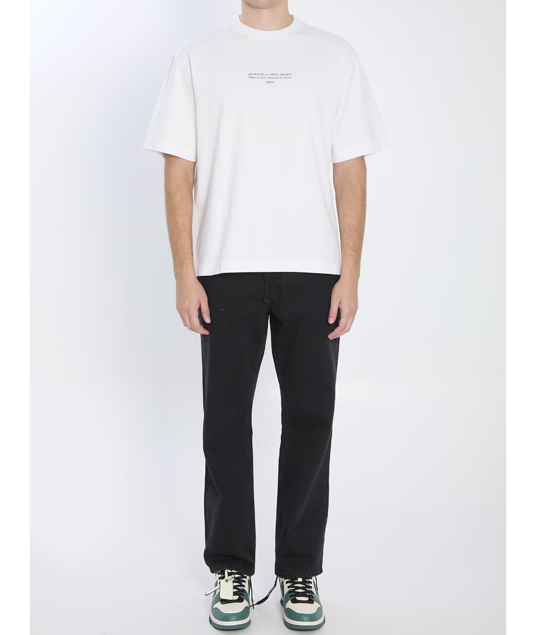 OFF-WHITE Белая хлопковая футболка, фото 6