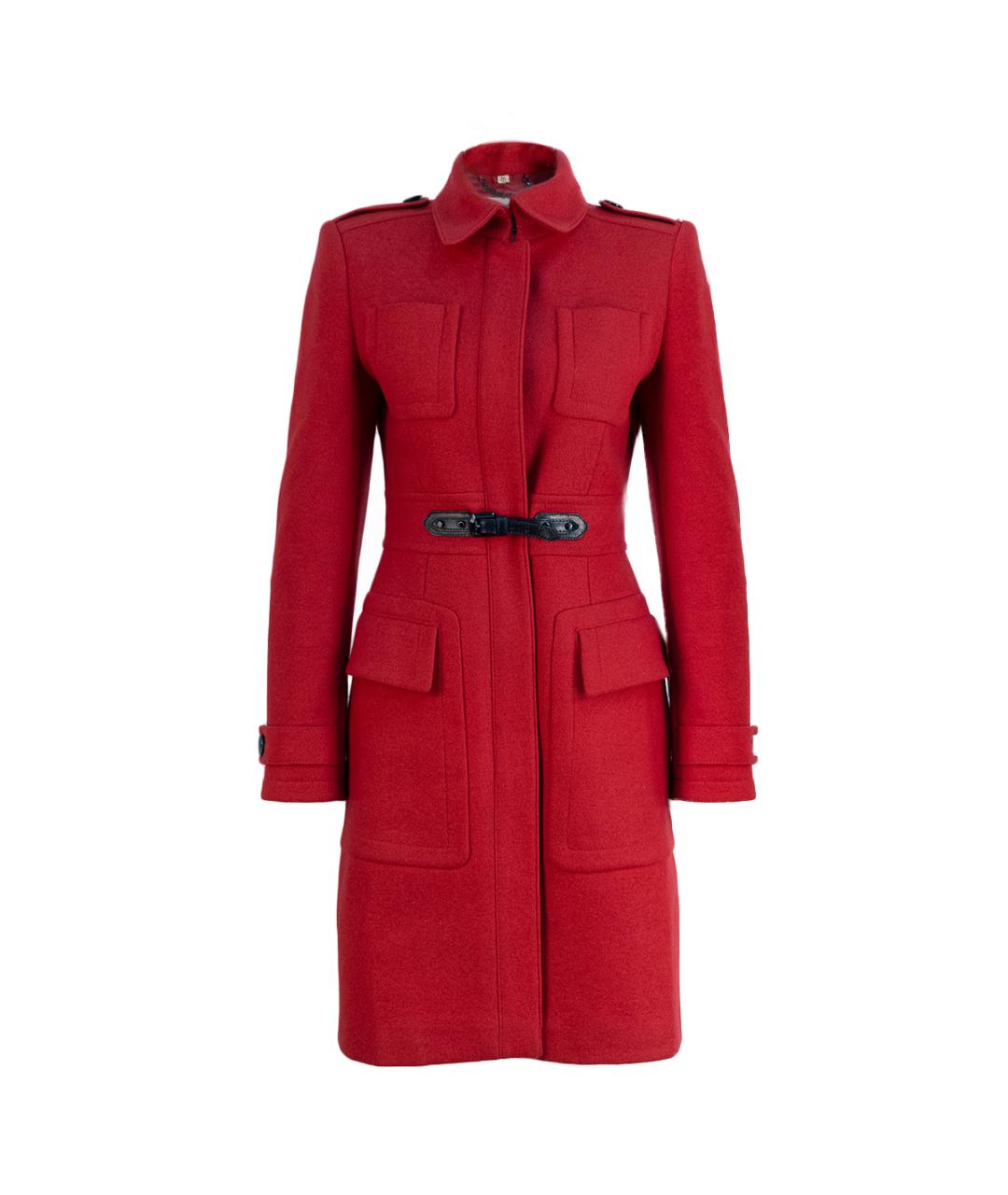 BURBERRY Красное шерстяное пальто, фото 1