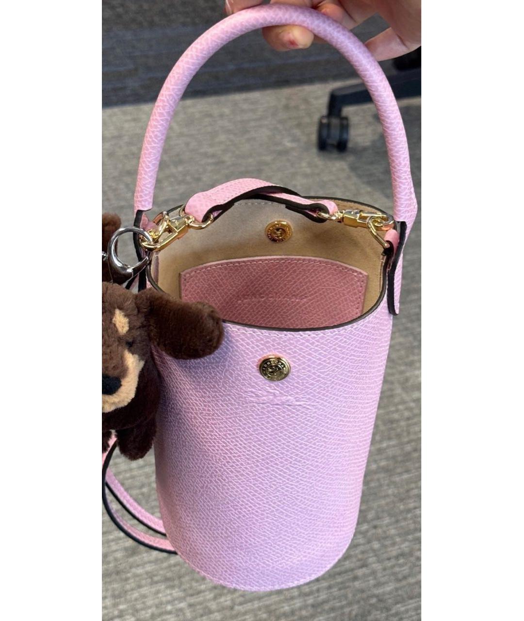 LONGCHAMP Розовая кожаная сумка с короткими ручками, фото 7