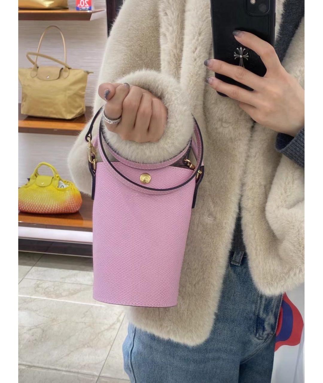 LONGCHAMP Розовая кожаная сумка с короткими ручками, фото 6