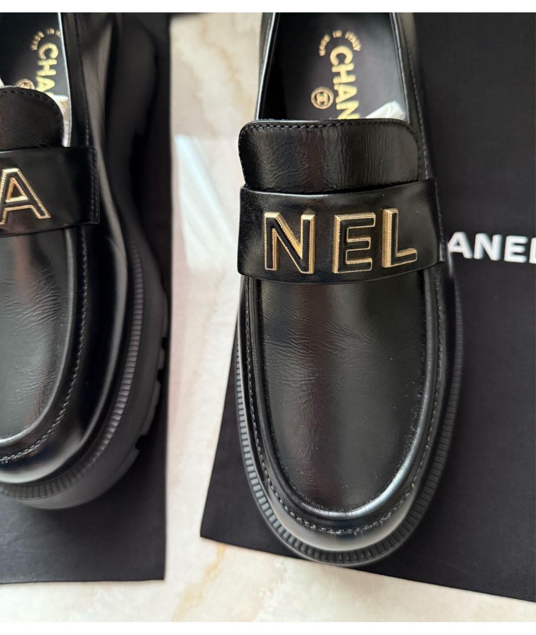 CHANEL Черные кожаные лоферы, фото 4