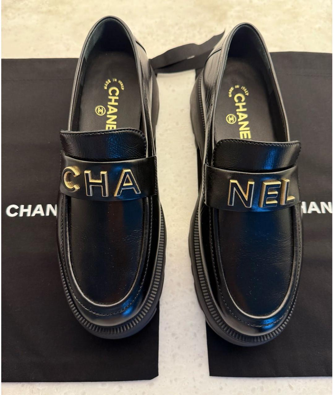 CHANEL Черные кожаные лоферы, фото 8
