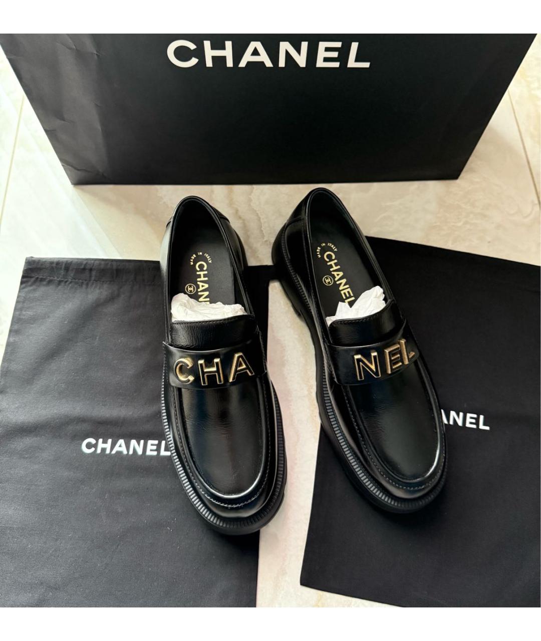 CHANEL Черные кожаные лоферы, фото 2