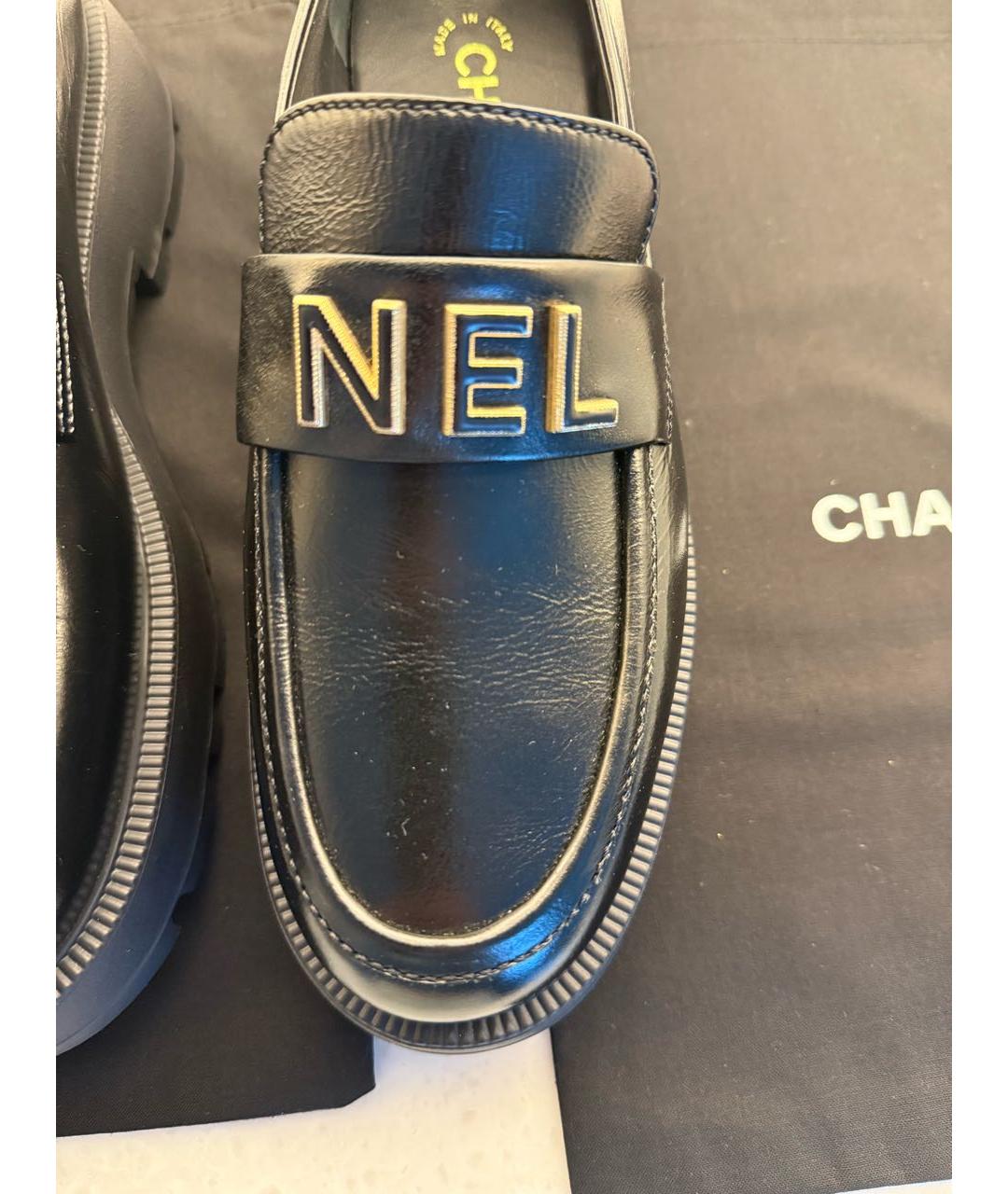 CHANEL Черные кожаные лоферы, фото 4