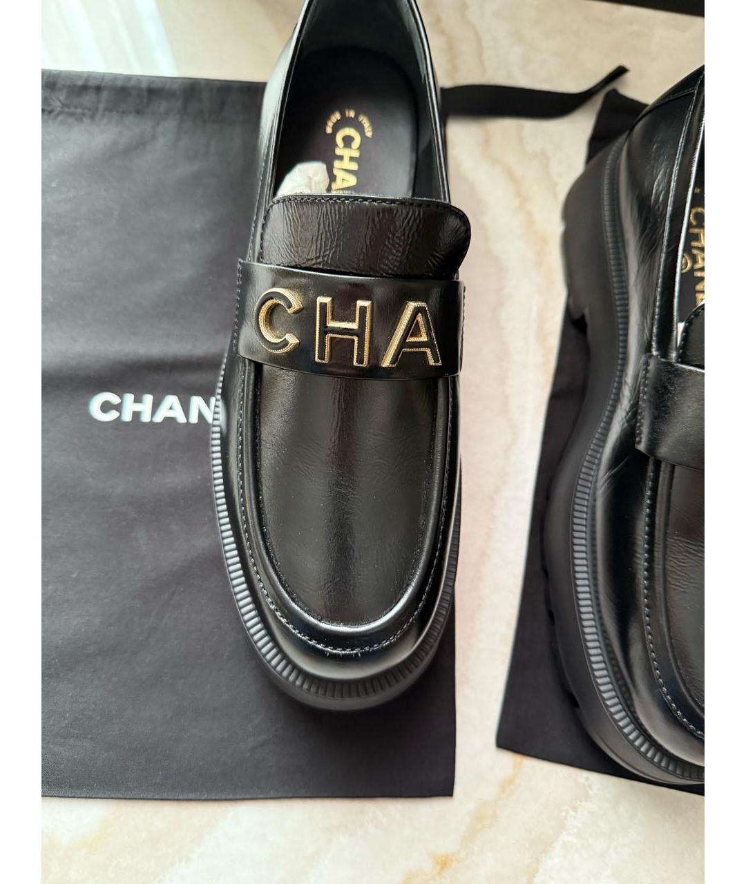 CHANEL Черные кожаные лоферы, фото 3