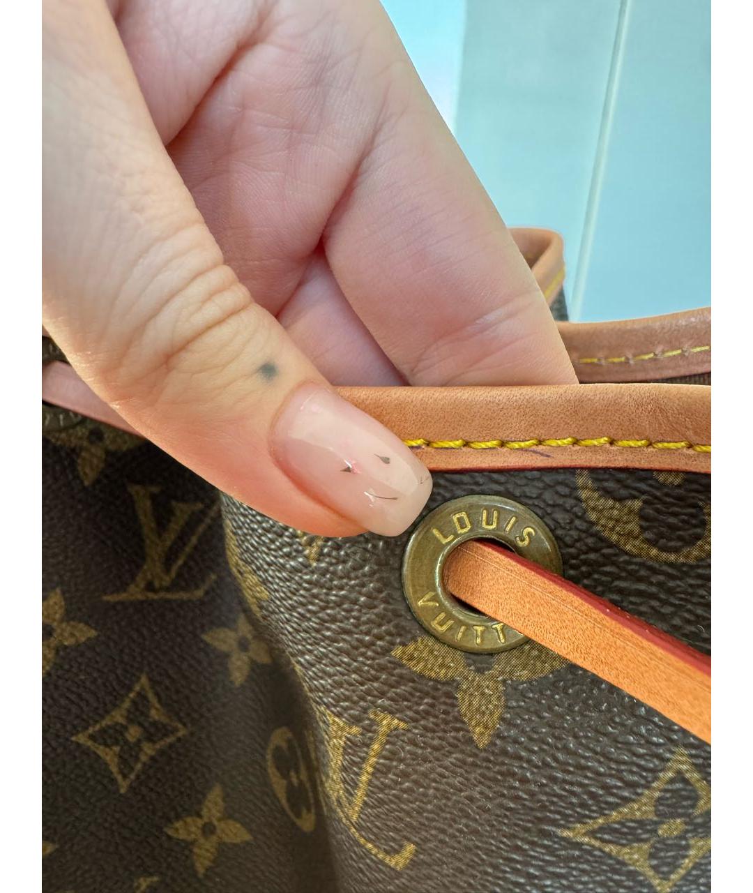 LOUIS VUITTON Коричневая кожаная сумка через плечо, фото 6