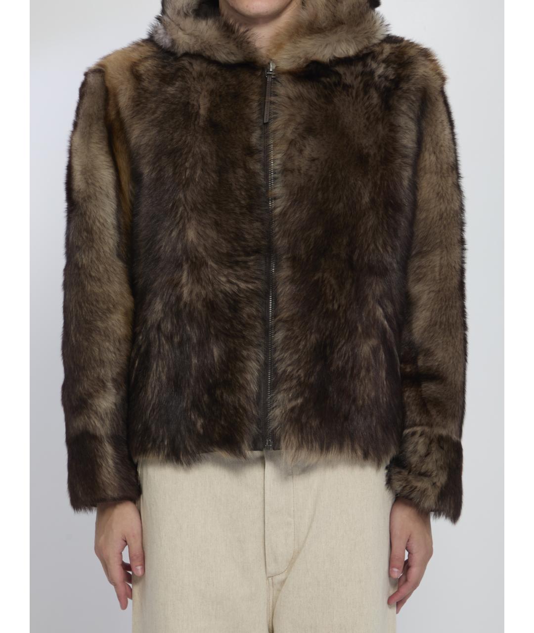 YVES SALOMON Коричневая меховая дубленка/шуба, фото 2