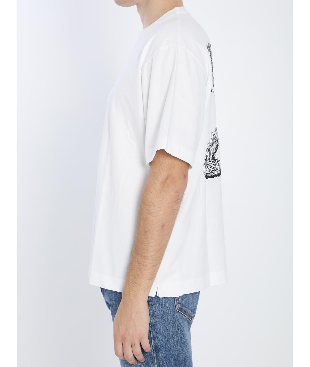 OFF-WHITE Белая хлопковая футболка, фото 4