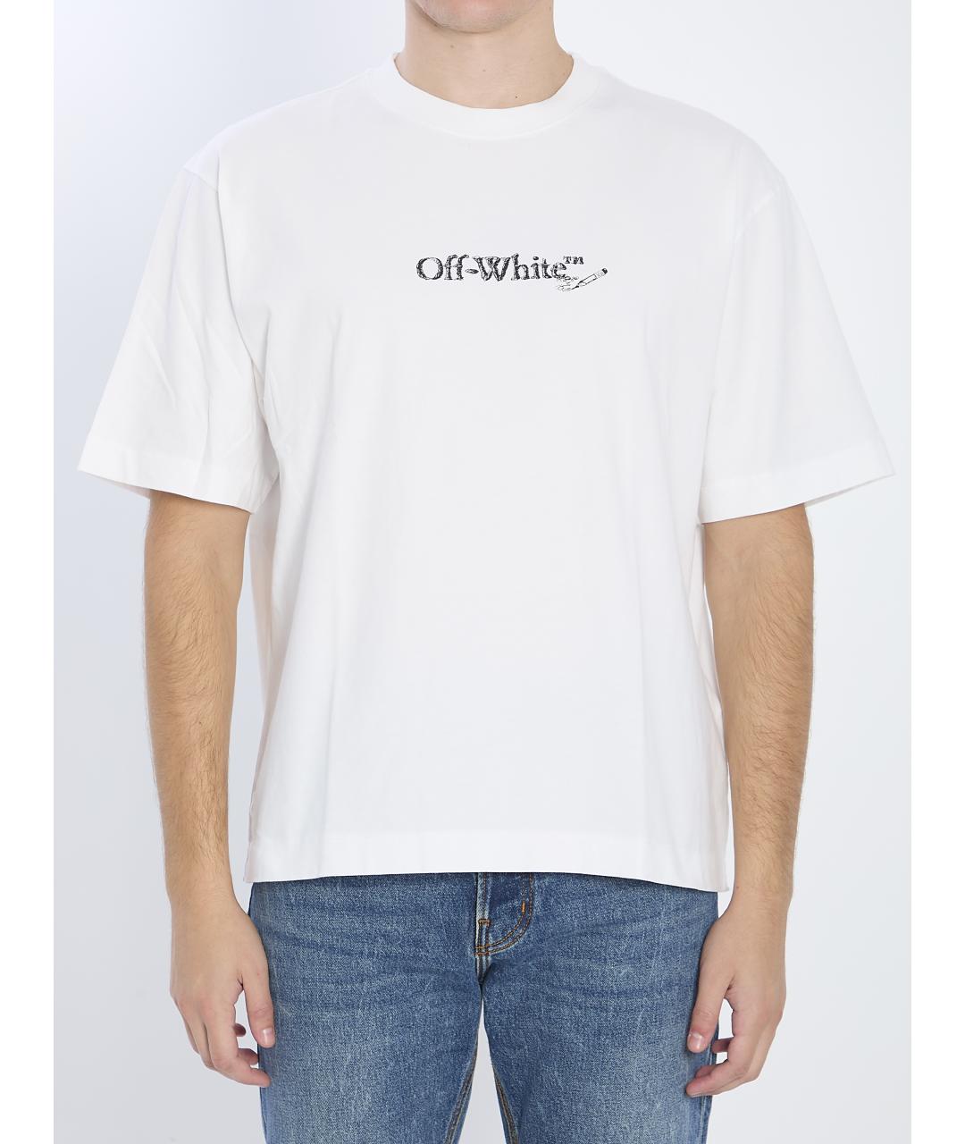 OFF-WHITE Белая хлопковая футболка, фото 2