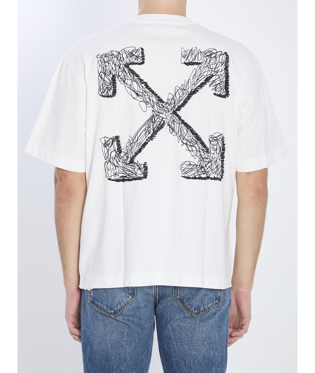 OFF-WHITE Белая хлопковая футболка, фото 5