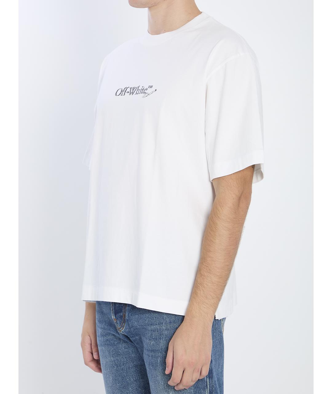 OFF-WHITE Белая хлопковая футболка, фото 3