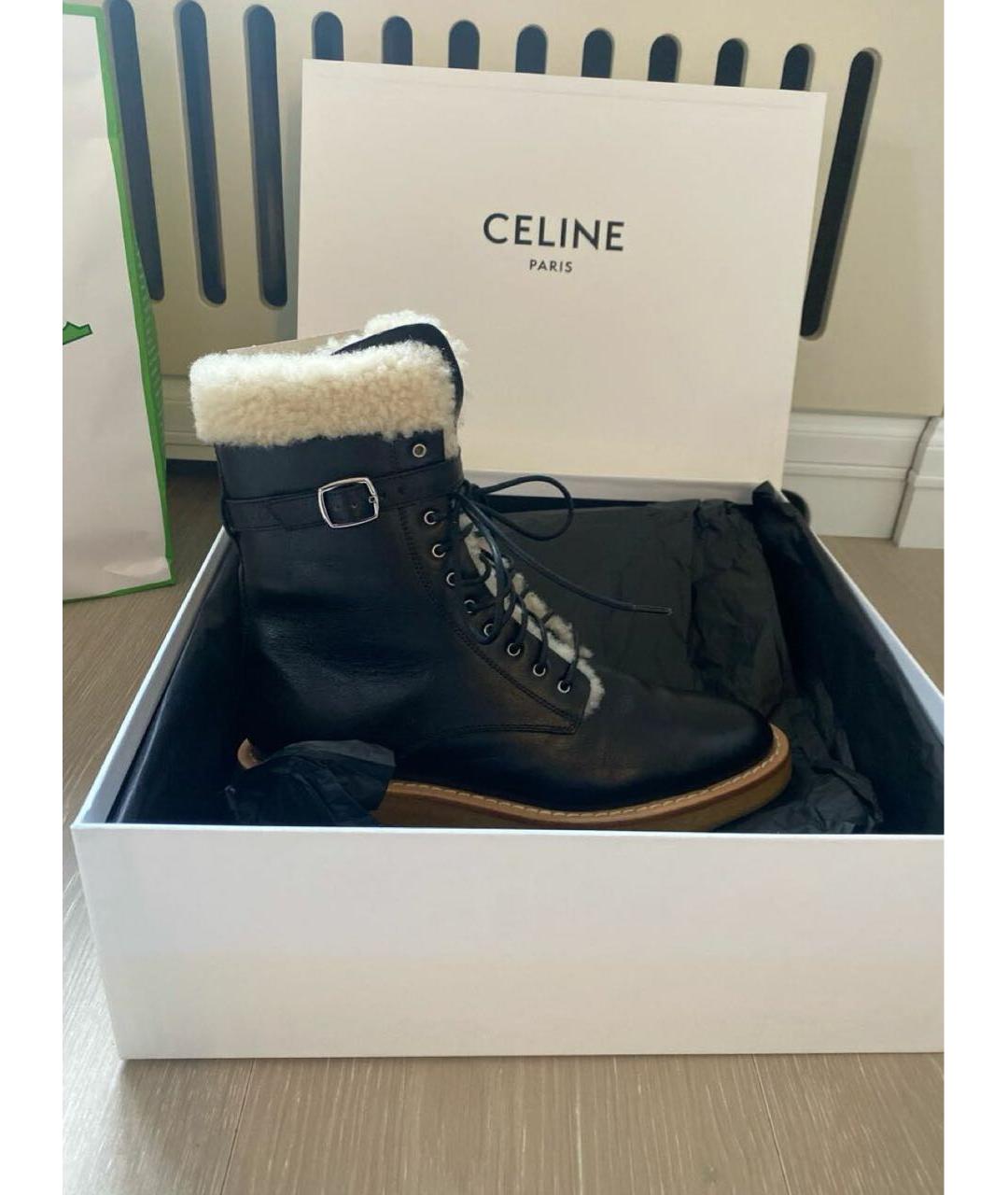CELINE Черные кожаные ботинки, фото 5