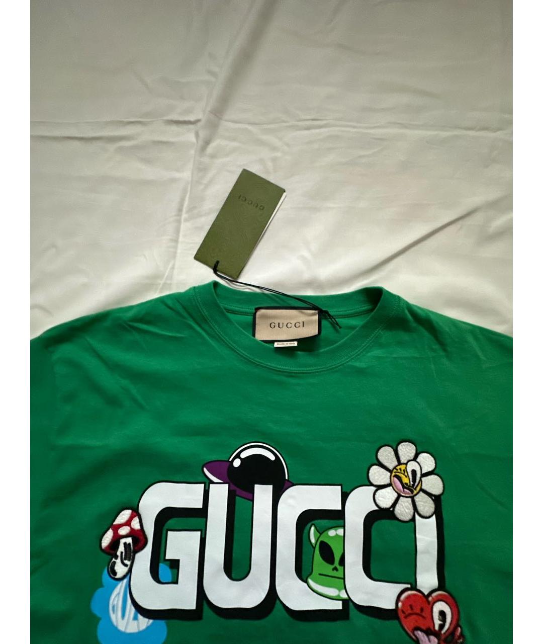 GUCCI Зеленая хлопковая футболка, фото 3