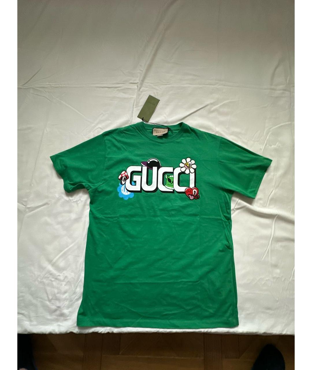 GUCCI Зеленая хлопковая футболка, фото 9
