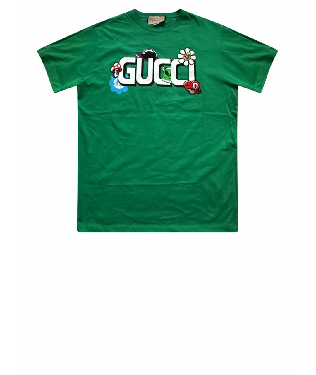 GUCCI Зеленая хлопковая футболка, фото 1