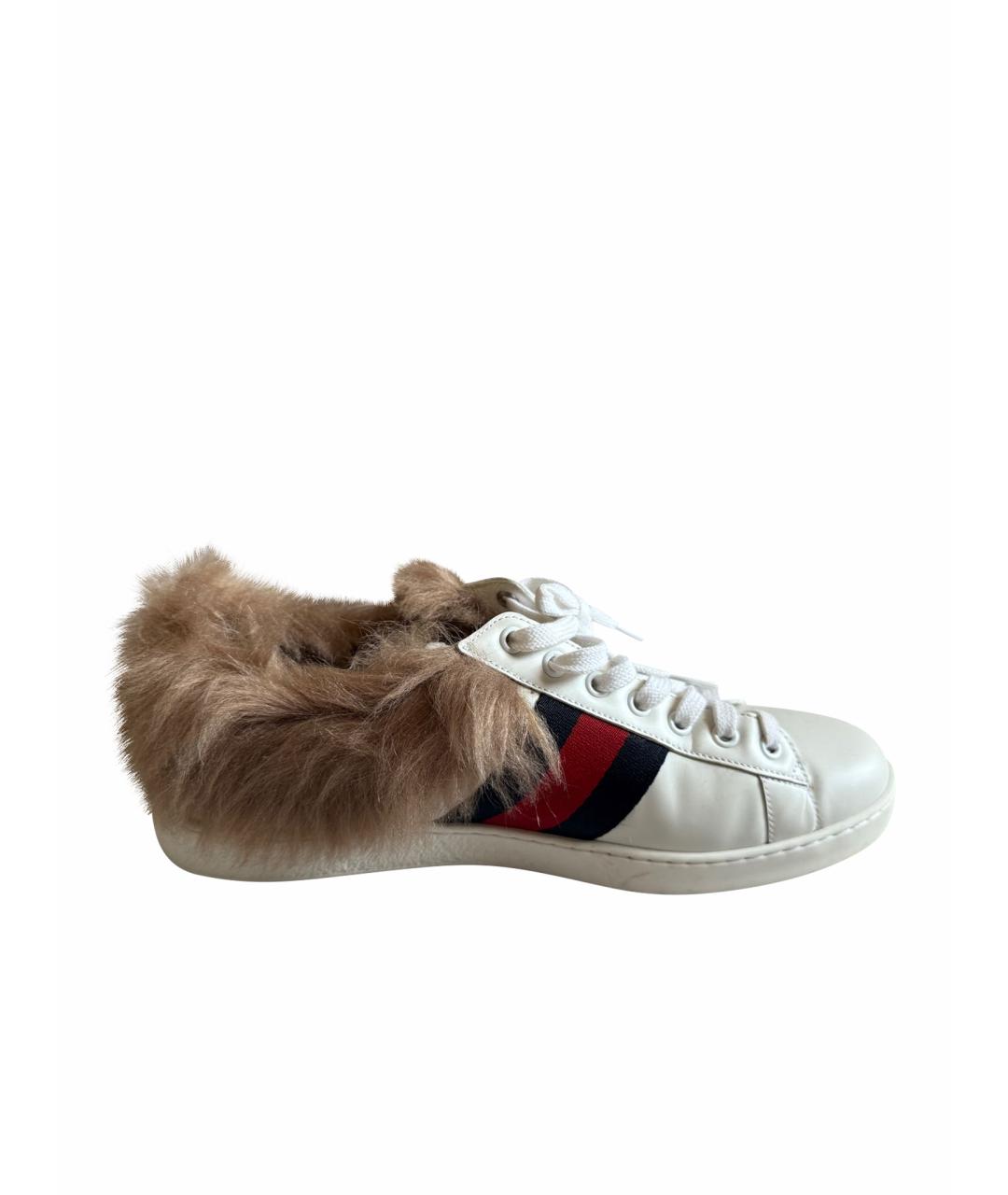 GUCCI Белые кожаные низкие кроссовки / кеды, фото 1