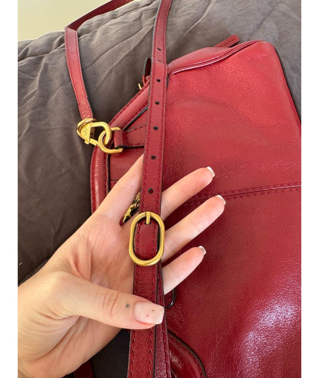 GUCCI Бордовая кожаная сумка через плечо, фото 6
