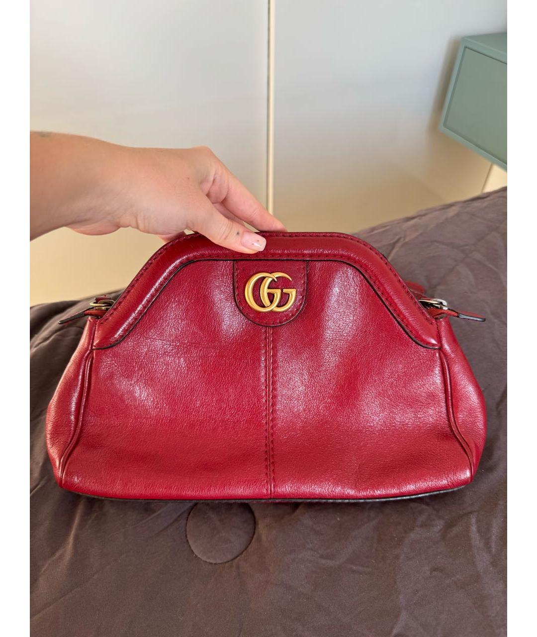 GUCCI Бордовая кожаная сумка через плечо, фото 3