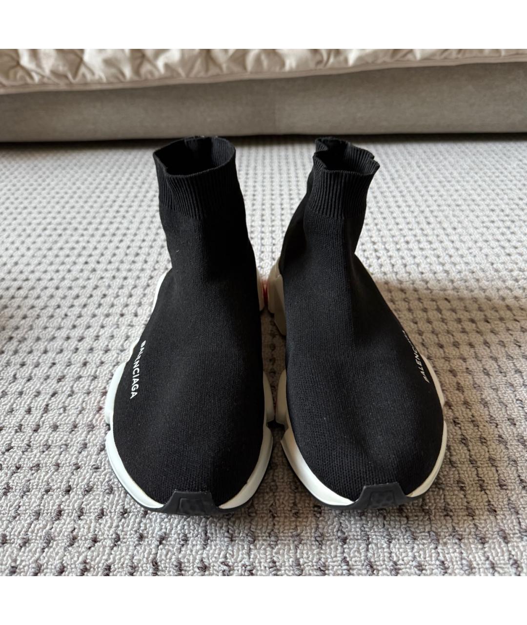 BALENCIAGA Черные текстильные высокие кроссовки / кеды, фото 2