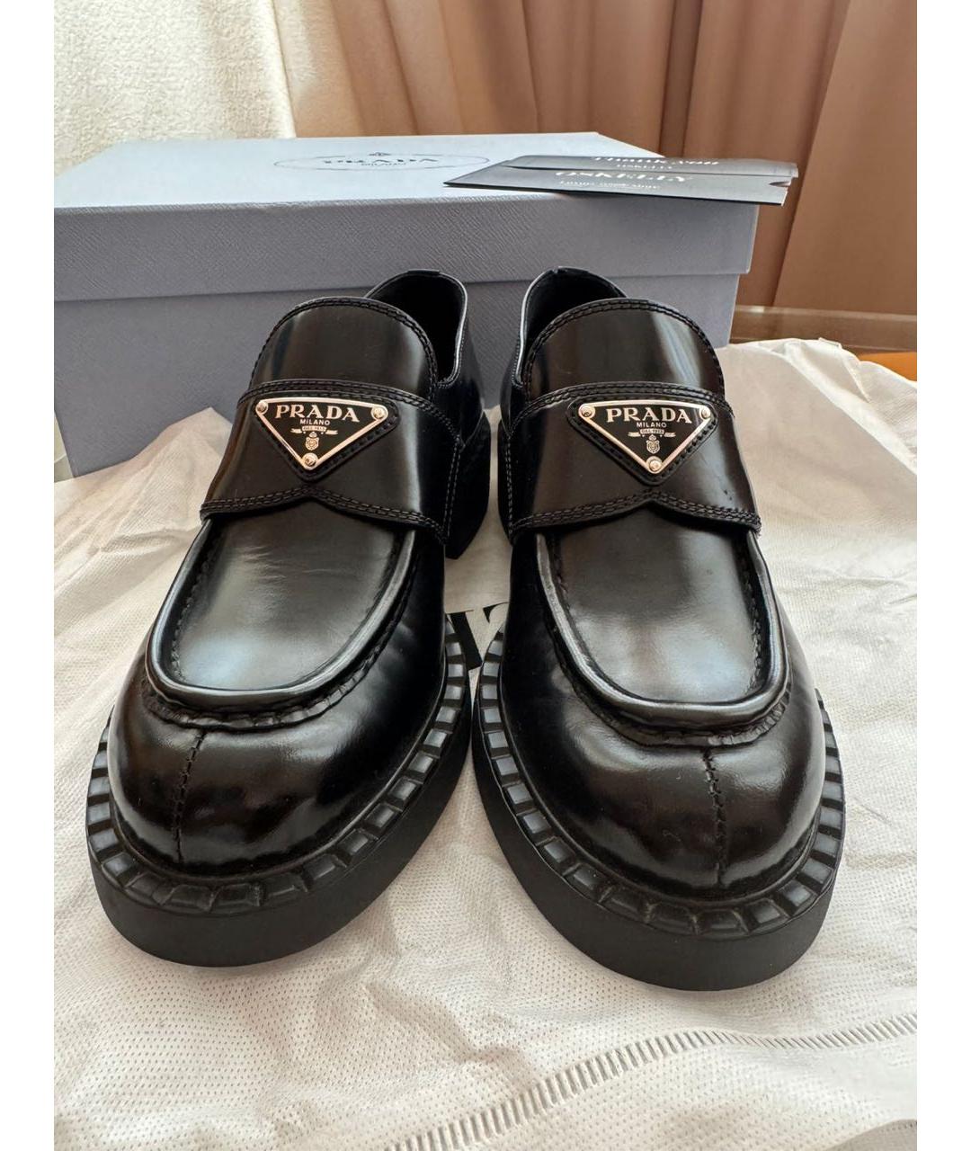 PRADA Черные кожаные лоферы, фото 2